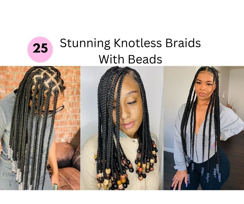 Stunning Knotless Braids With Beads Fabbon