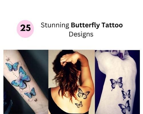 Cute Butterflies With Names Tattoo Design