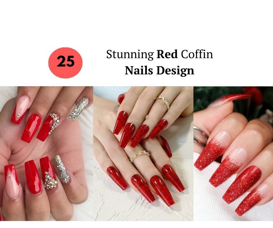 25 Stunning Red Coffin Nails Design- 2024 | Fabbon