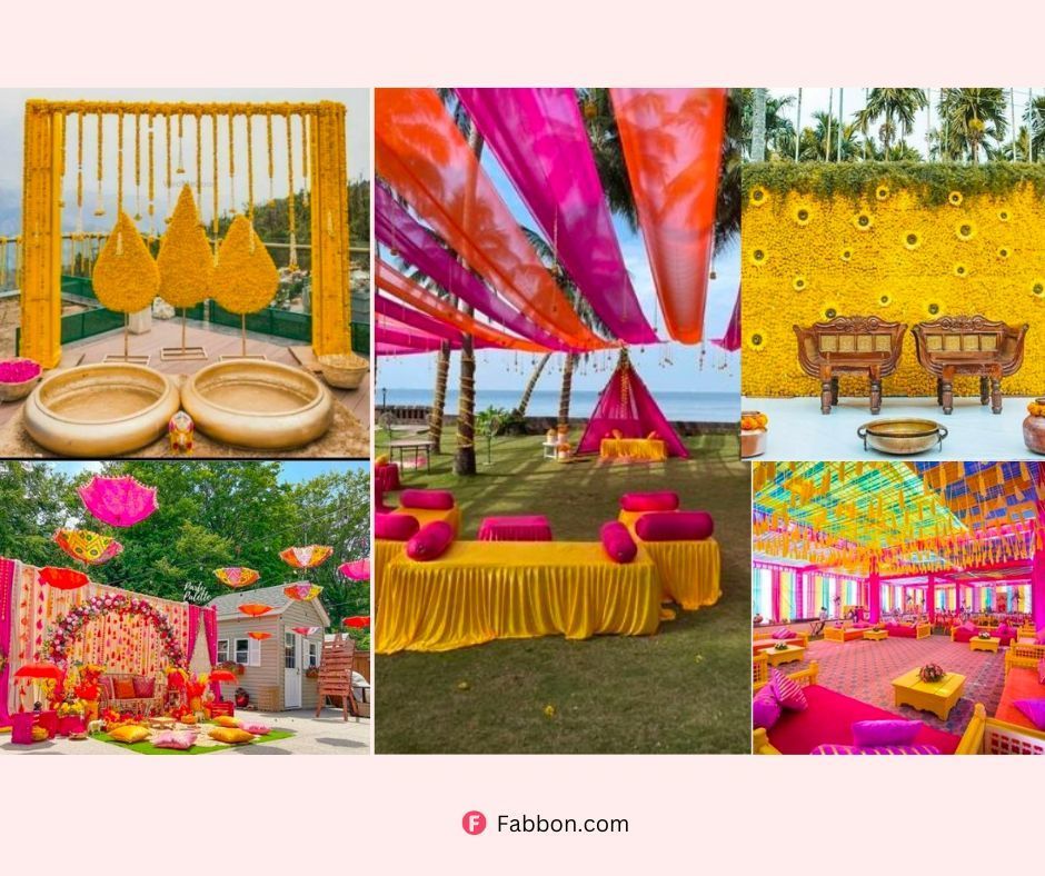 The Wedding Planning Company - Candy floss 💓 Mehndi Vibes Minimal Decor  ideas for a winter mehndi function. Bridal seating made pretty with all  handmade props using wool, crochet and coloured net.