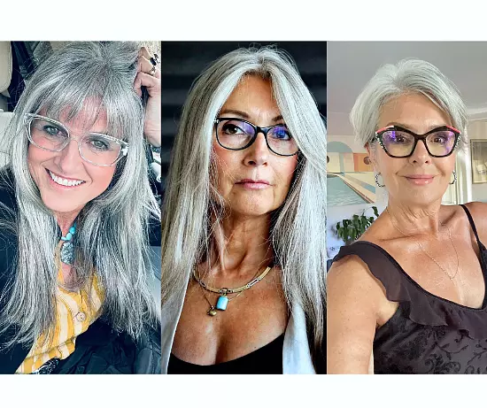 hairstyles with glasses for women with gray hair