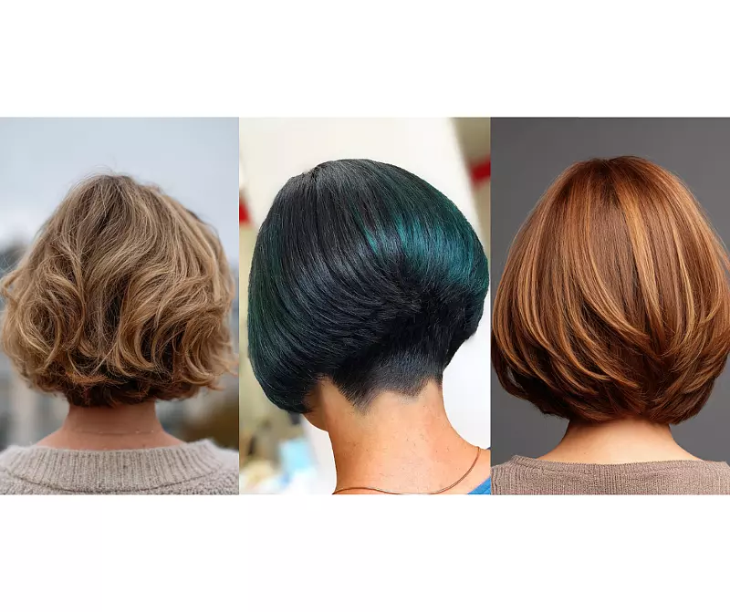 Bob Short Layers brown Back in STOCK Short Layered Bob Back View main image 4