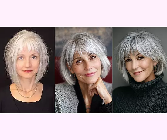 Stunning Gray Bob With Bangs