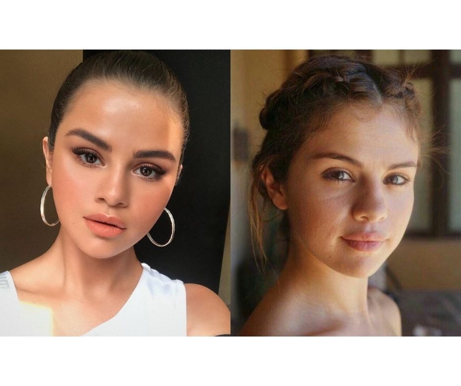 selena gomez without makeup before and after