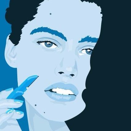 women shaving face