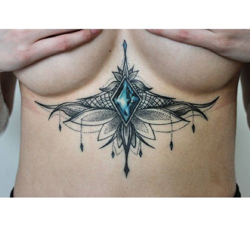 37 Beautiful Under Breast Tattoo Designs