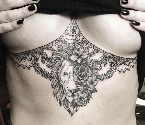 Little underboob mandala tattoo on Cassie