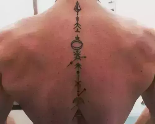 Permanent Men Cross With Wings Full Spine Tattoo