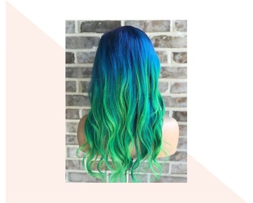 Short Navy to Green Ombre