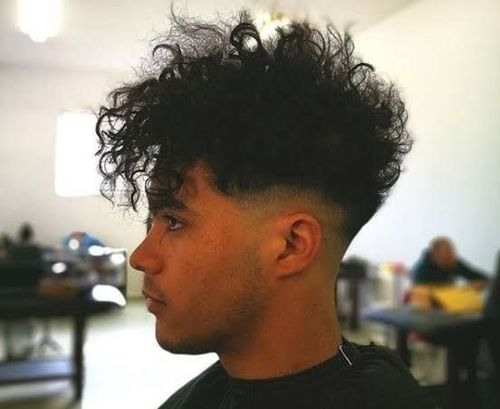 curly fohawk fade