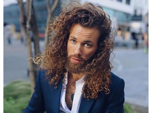 cute guy curly hair black tshirt closeup model Stock Photo  Alamy