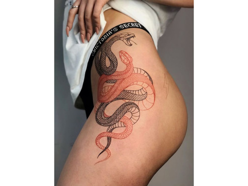 Freehand red snake tattoo  Tattoogridnet