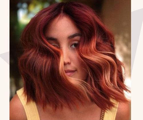 Cherry Red Balayage for short hair