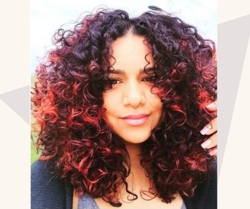 Red Balayage For Curly short hair