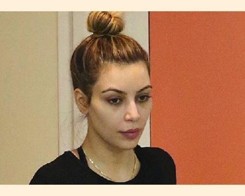 golden-bun-Kim-kardashian-without-makeup