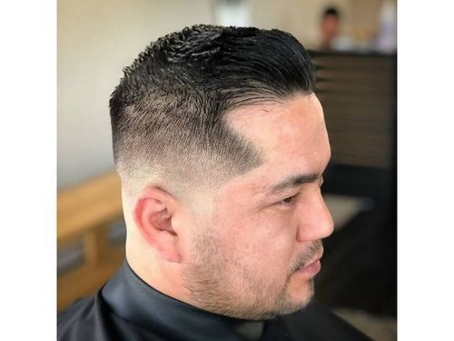 Faded mens hairstyle for round face