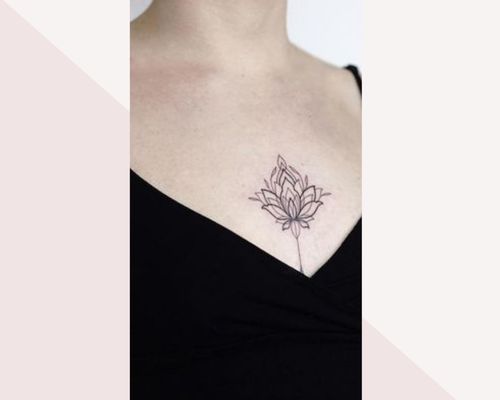 _Women Chest Tattoo With Symbols