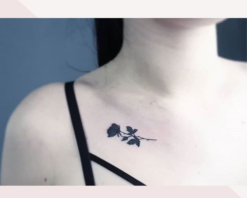 Simple Rose Breast Tattoos
