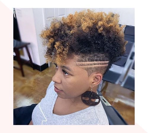 curls and tapered short black hairstyle