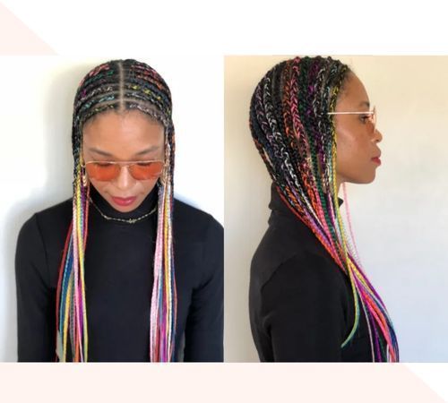 Rainbow-cornrows-with-center-parting