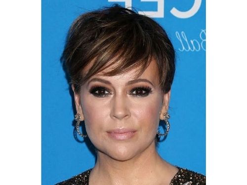 Alyssa Milano side swept bob hairstyle