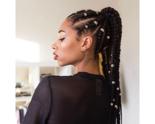 Cuffs on High Ponytail with Braids