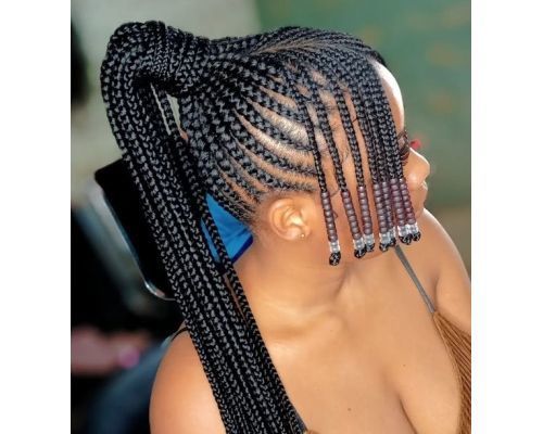 Beaded Braids on Side Bangs