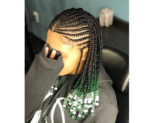 Glass Embellishments on Cornrows