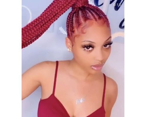 Red Cornrow Ponytail