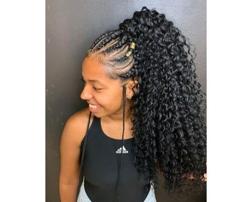 Curly Cornrow Ponytail