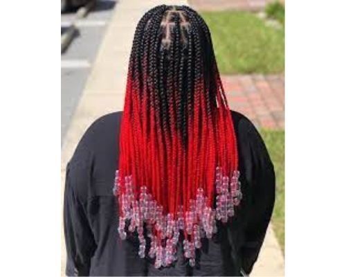 Beads on Ombre Knotless Braids