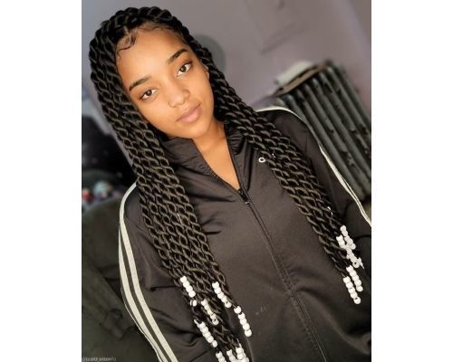 Knotless braids with beads hairstyles