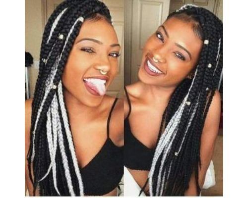 Beads on Knotless White Braids