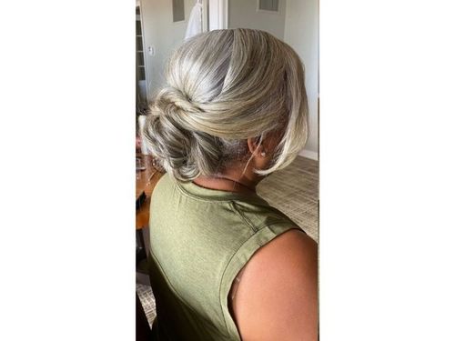 Gray Chignon With Side Bangs