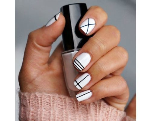 Bicoloured Geometric Nails