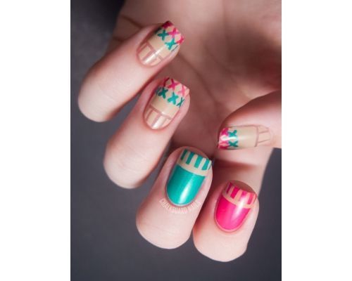 Cross Stitch Manicures on short nails