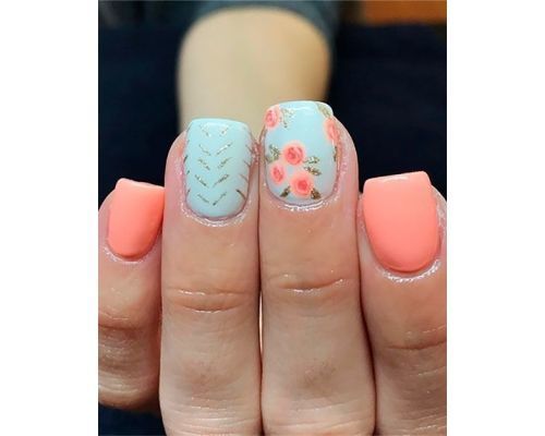 Faded Florals on short nails