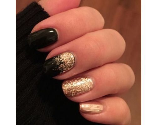 Glitters and Gold nail art short nails