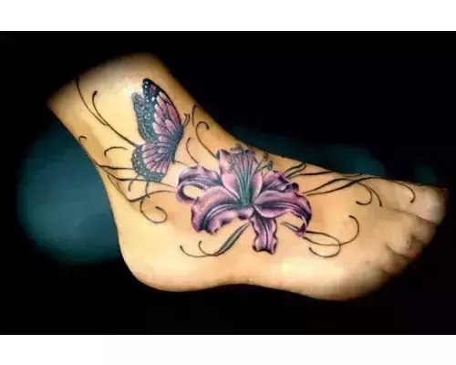 Butterfly On Orchid Tattoos Design