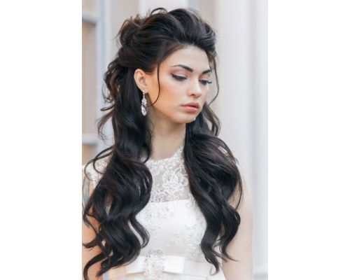 Tousled Half-Updo with Curls