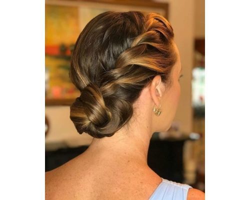 Angled Braid with Side Messy Bun