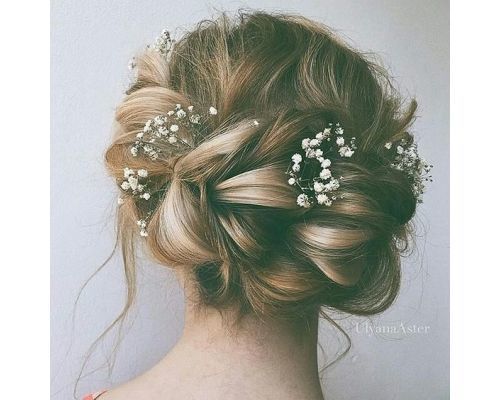 Loosely Pinned Boho Chic with Baby’s Breath