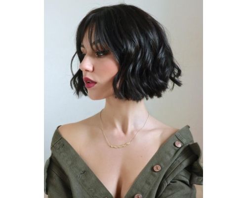 Curled Bob with Bangs