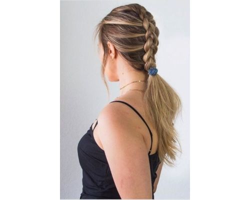 French Braided Low Ponytail