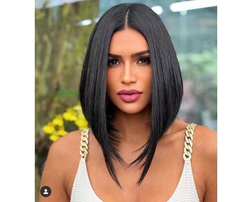 Long Stacked Bob Haircut Back View