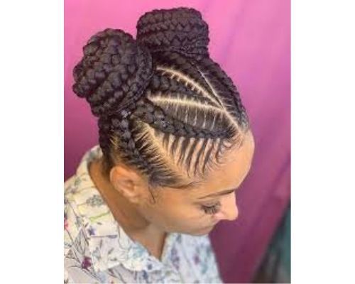 Two Cornrows into a Bun