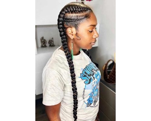 double cornrows with accesories