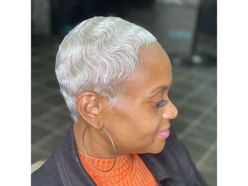 Pixie Haircut With Platinum Waves
