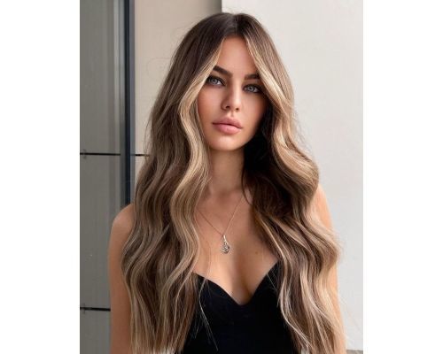 Soft Blonde Balayage on Dark Brown Hair