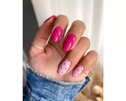 polka dots round nails